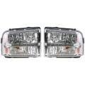 Ford -# - 2005 2006 2007 Ford F250 F350 F450 Headlights with Chrome -Driver and Passenger Set