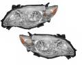 Toyota -Replacement - 2009-2010 Corolla Halogen Headlight with Chrome -Driver and Passenger Set