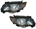 Toyota -Replacement - 2009-2010 Corolla Front Halogen Headlight with Black -Driver and Passenger Set
