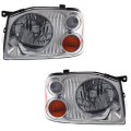 Nissan -# - 2001-2004 Frontier Front Headlight Lens Units with Chrome Bezel -Driver and Passenger Set