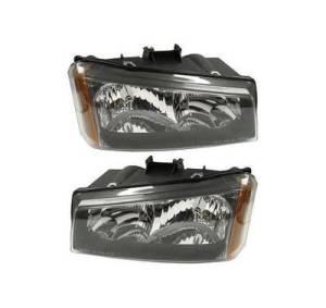 2003, 2004 Chevy Avalanche Headlights New Replacement Headlamp Lens Covers Assemblies For 03, 04 Avalanche Without Lower Body Cladding -Replaces Dealer OEM 10396913, 10396912
