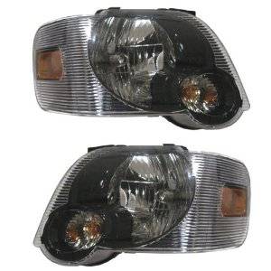 2007-2010 Sport Trac Front Headlight Lens Cover Assemblies Smoked -Driver and Passenger Set 07, 08, 09, 10 Ford Explorer Sport Trac