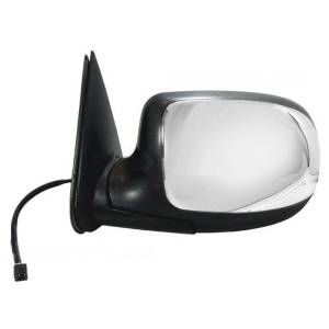 1999, 2000, 2001, 2002 Chevy Silverado mirror new replacement Chrome side view door mirrors and more Chevy Silverado Parts At Low Prices 99, 00, 01, 02 Silverado -Replaces Dealer OEM 15179829 -back view with chrome insert