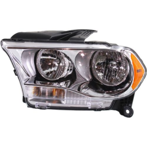 2011, 2012, 2013 Dodge Durango Headlight Assembly New Replacement Stock Headlamp Driver Side Lens Cover With Chrome Trim For 11, 12, 13 Durango -Replaces Dealer OEM 55079367AC