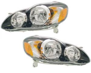 2005-2008 Pair; Corolla S / XRS Headlight Smoked Lens 2005, 2006, 2007, 2008 -Integrated Signal Side Light