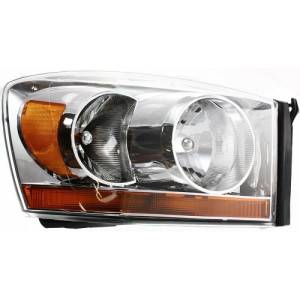 2006 Dodge Ram Truck Front Headlight Lens Cover Assembly Chrome -R Passenger