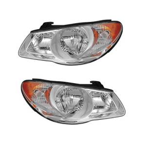 2007-2010 Pair Elantra Sedan Headlights -New Replacement Halogen Headlamp -Front Lens Cover With Integrated Side Light 2007, 2008, 2009, 2010 Hyundai Elantra