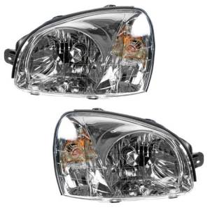 2003*, 2004, 2005, 2006 Pair Hyundai Santa Fe Headlight Assemblies -New Replacement Halogen Headlamp Front Lens Cover With Integrated Side Light 03*, 04, 05, 06 Santa Fe -Replaces Dealer OEM 92101-26251, 92102-26251