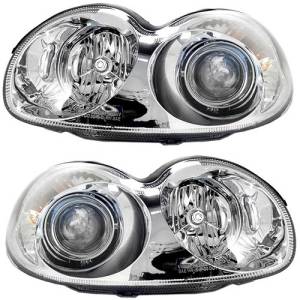 2002, 2003, 2004, 2005 Hyundai Sonata Front Headlight Assemblies New Replacement Headlamp Lens Cover With Integrated Side Light -Front Vehicle 02, 03, 04, 05 Sonata Headlight -Replaces Dealer OEM 92101-3D050, 92102-3D050