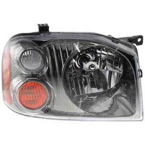 2001, 2002, 2003, 2004 Nissan Frontier Headlamp Lens Assembly New Right Passenger Headlight Black Smoked Chrome Front Lens Cover For 01, 02, 03, 04 Frontier Pickup Truck -Replaces Dealer OEM 26010-8Z326