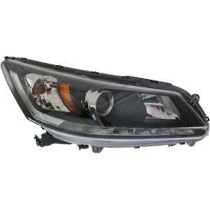 2013, 2014, 2015 Honda Accord Sedan Halogen Headlight with LED Driving Lamp Assembly New Passenger Side Headlamp Lens Cover Replacement Front Headlight Cover 13, 14, 15 Accord 4 door -Replaces Dealer OEM 33100-T2A-A11, 33100-T2A-A21
