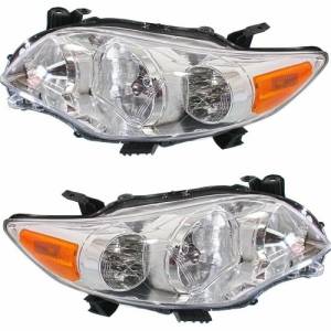 2011 2012 2013 Corolla Headlight With Chrome Housing 11, 12, 13 Corolla Base, CE, LE And L Models -Driver and Passenger Set