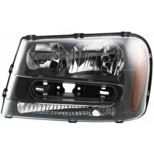 2002, 2003, 2004, 2005, 2006, 2007, 2008, 2009 Chevy Trailblazer Headlight Assembly New Replacement Driver Side Headlamp Lens Cover 02, 03, 04, 05, 06, 07, 08, 09 Trailblazer -Replaces Dealer OEM 25970915 Full Width Grille Bar