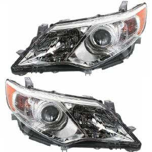 2012 2013 2014 Camry Front Headlight Assemblies Chrome -Driver and Passenger Set 12, 13, 14 Toyota Camry L, LE, XLE | Including Hybrid