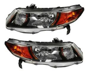 2006-2009 Civic Si Coupe Front Headlight Lens Cover Assemblies -Driver and Passenger Set 2006, 2007, 2008 Honda Civic Si