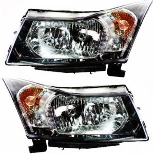 2011-2016* Chevy Cruze Front Headlight Lens Cover Assemblies with Chrome Trim -Driver and Passenger Set 12, 13, 14, 15, 16* Chevy Cruze