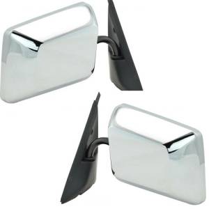 GMC Jimmy Manual Mirror Driver / Passenger Side Replacement Chrome Mirror Below Eye-line Rear View Outside Door 1992, 1993, 1994 Full Size Jimmy -Replaces Dealer OEM 15642573, 15642574