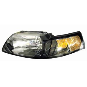 1999-2004 Mustang Headlight Lens Cover with Smoked Bezel -Left Driver 99, 00, 01, 02, 03, 04 Ford Mustang
