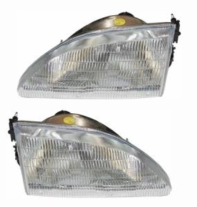 1994-1998 Mustang Headlight Lens Cover Replacement Assemblies -Driver and Passenger Set 94, 95, 96, 97, 98 Ford Mustang Without Cobra Package