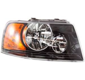 2003-2006 Expedition Front Headlight Lens Cover Assembly Black -Right Passenger 03, 04, 05, 06 Ford Expedition Headlamp with Black Smoked Bezel