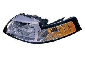 1999-2004 Mustang Headlight Lens Cover with Chrome Bezel -Left Driver 99, 00, 01, 02, 03, 04 Ford Mustang