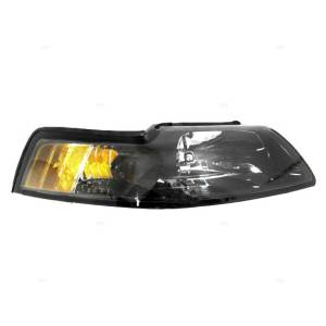 1999-2004 Mustang Headlight Lens Cover with Smoked Bezel -Right Passenger 99, 00, 01, 02, 03, 04 Ford Mustang New Replacement