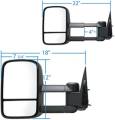 2003, 2004, 2005, 2006 GMC Yukon, Yukon XL and Denali Tow Mirror Is 12 1/8" Tall, 7 7/8 Wide, 18" Long (at center) Closed (approximate)