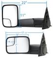 Mirror Head Rotates Up For Greater Visibility -Ram truck towing mirror 
