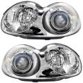 2002, 2003, 2004, 2005 Hyundai Sonata Front Headlight Assemblies New Replacement Headlamp Lens Cover With Integrated Side Light -Front Vehicle 02, 03, 04, 05 Sonata Headlight -Replaces Dealer OEM 92101-3D050, 92102-3D050