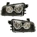 2006-2010 Charger Front Headlight Lens Cover Assemblies With Clear Signal -Driver and Passenger Set