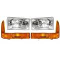 1999-2004 Ford Super Duty Front Headlights / Amber Park Lamps -4 Piece Set
